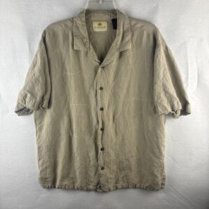 Paradise by Axis Mens Button Up Shirt Tan Short Sleeve
